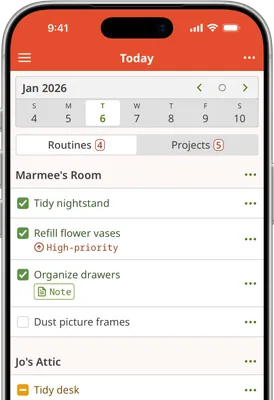 Screenshot of Homemaking App today page on iOS