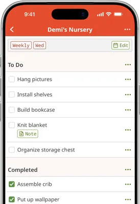 Screenshot of Homemaking App project page on iOS