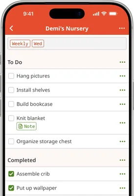 Screenshot of Homemaking App project page on iOS