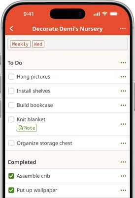 Screenshot of Homemaking App project page on iOS