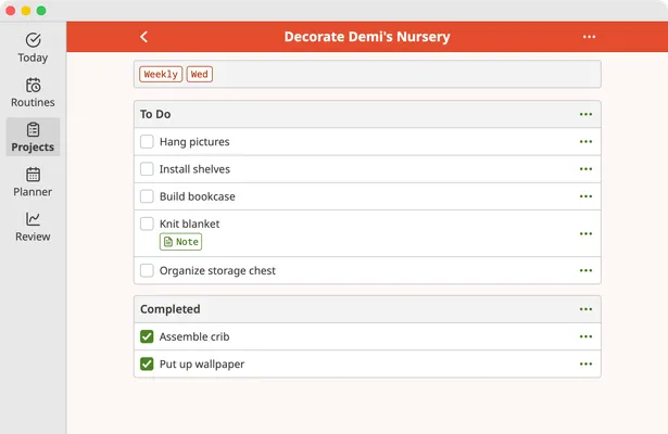 Screenshot of Homemaking App project page on macOS